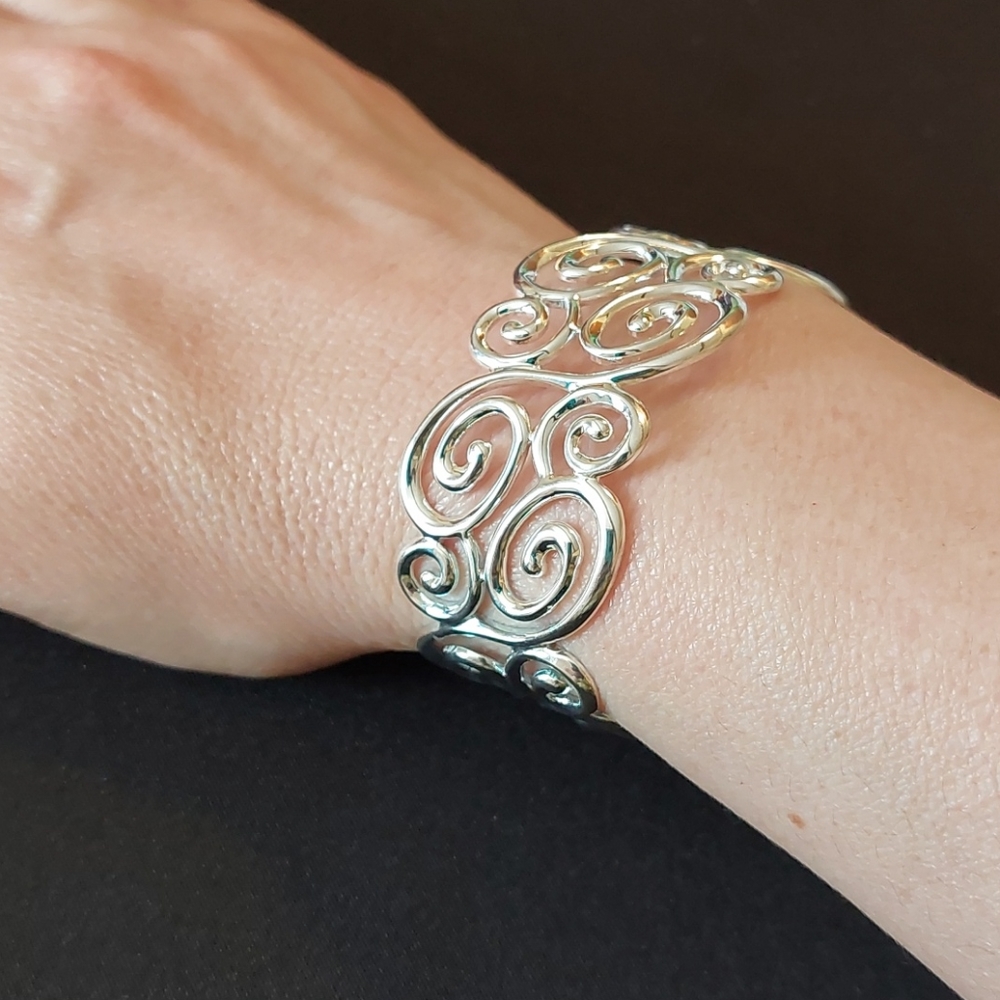 Solid Sterling Silver Scrollwork Cuff, Small Qvc - image 4